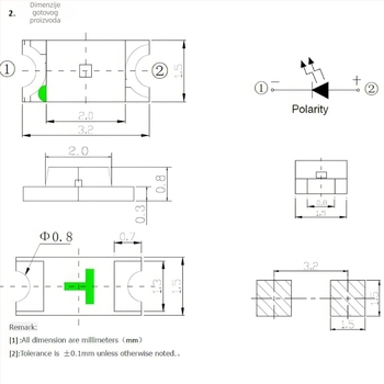 0603/0805/1206 plosnati infracrveni emiter i prijemnik LED 850/940 nm