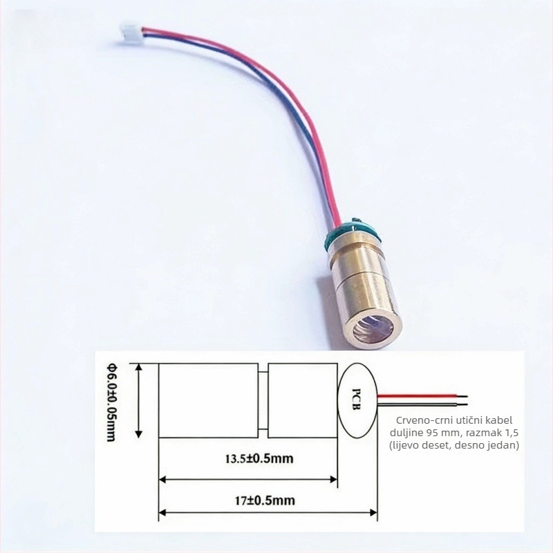 Linijska laserska glava, laserski modul, laserska cijev, 650 nm, <5 mW