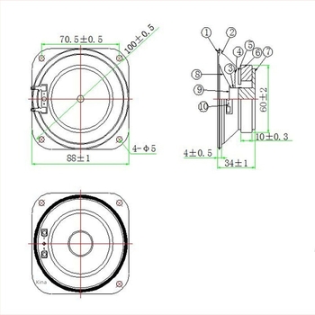 LS87W-7F-R8, 3,5 inča, 8 Ω, 12 W, potpuno zatvoren vodootporan morski zvučnik, 100 dB, 9,8 V