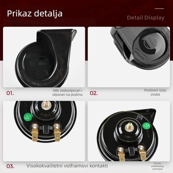 12V/24V automobilni klaxon s četvrtastim otvorom, dvotonski zvuk u obliku puža, univerzalno za Ford, Hyundai i Honda