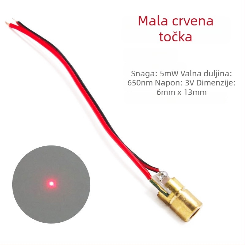 Laser modul s glavom crvene točkice, križasti pozicionirajući signal, 650 nm, 5 mW, napajanje 3-12 V
