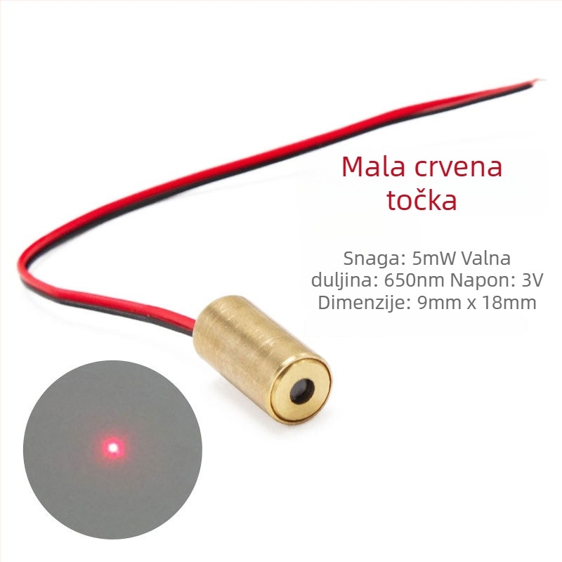 Laser modul s glavom crvene točkice, križasti pozicionirajući signal, 650 nm, 5 mW, napajanje 3-12 V