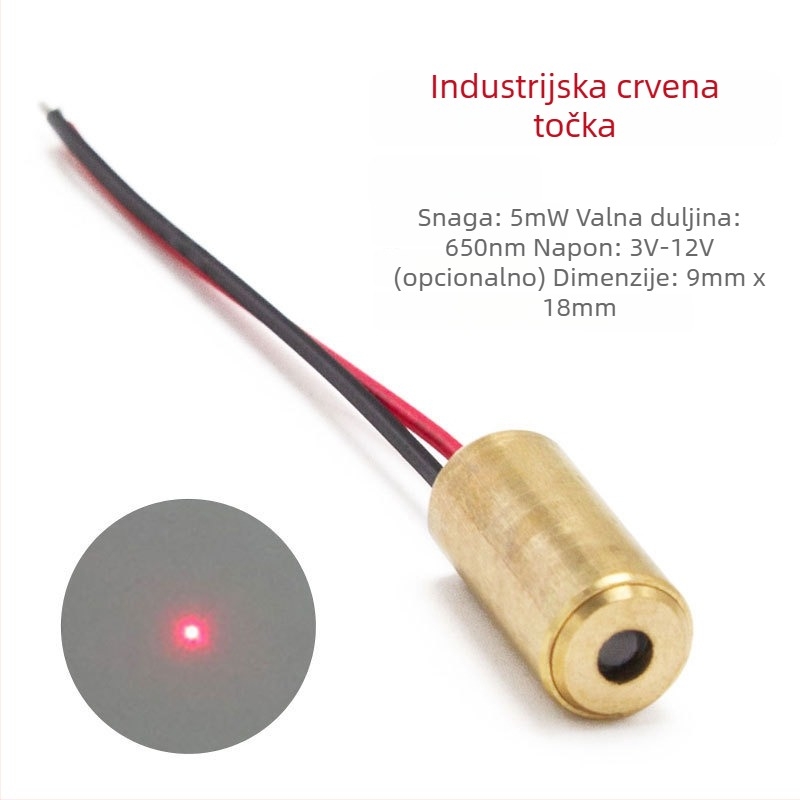 Laser modul s glavom crvene točkice, križasti pozicionirajući signal, 650 nm, 5 mW, napajanje 3-12 V