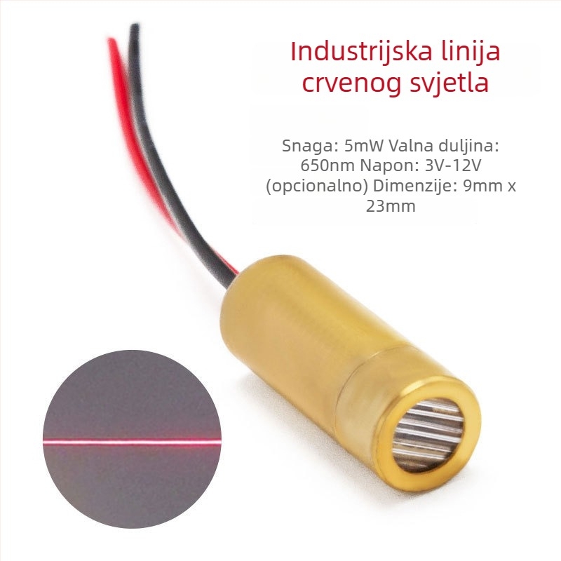Laser modul s glavom crvene točkice, križasti pozicionirajući signal, 650 nm, 5 mW, napajanje 3-12 V