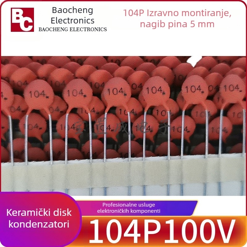 Keramički čip kondenzatori 104P50V, pakiranje na traci, serija 101P-104, 0,1 µF (100 nF)