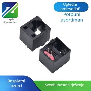 RJ45 uspravna ženska utičnica s LED-om, zaštićeni gigabitni filtar, SMT montaža sa stubovima, 10-pini mrežni port