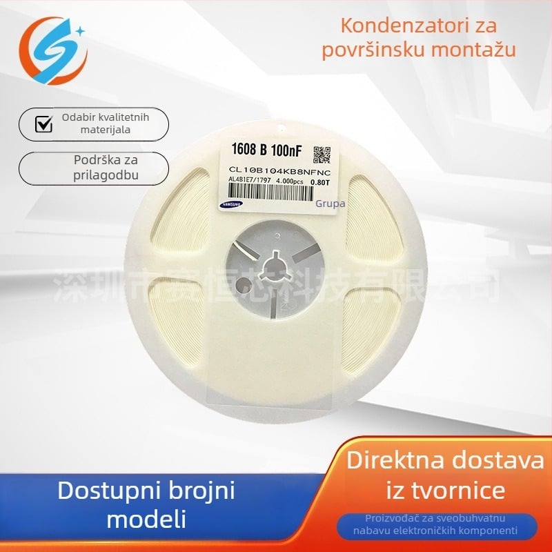 0603 SMD kondenzatori, 50V, 0.1µF (104K/104P)