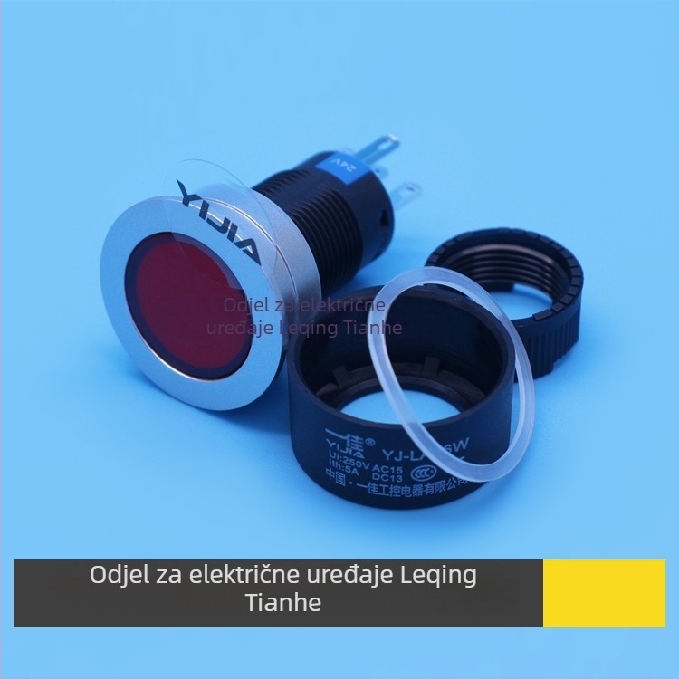 Yijia YJ-LA16W LED gumbasti prekidač, automatsko vraćanje i zaključavanje, 24–220 V, promjer 22 mm
