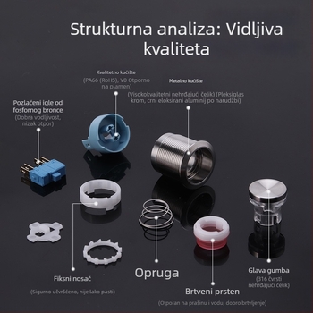 22 mm nehrđajući čelični gumb prekidač, plosnata glava, plosnata baza, samozaključavajući, bez LED