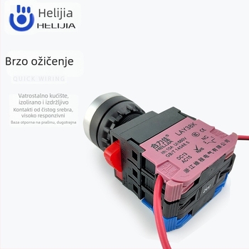 LAY38K-10D prekidač gumba Ø22 mm s LED, plosnatim vrhom, samozaključavajući i automatski vraćajući, zeleni startni gumb