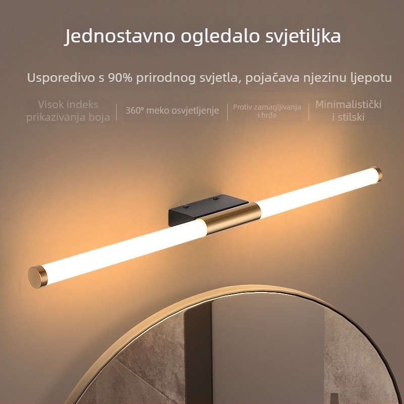 Duga LED zidna svjetiljka s završetkom starog bronca, moderni minimalistički dizajn; pogodna za dnevni boravak, hodnik, stubište ili uz krevet.