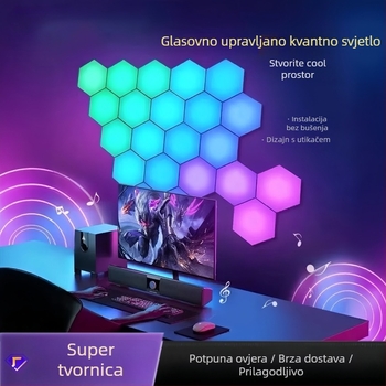 Šesterokutna kvantna lampa za gaming prostor – ambijentalno osvjetljenje s uzorkom pčelinjeg saća, zidna lampa za spavaću sobu, noćno svjetlo