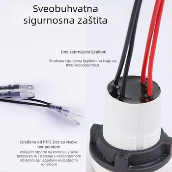 Vodootporni gumbasti prekidač za plinski štednjak s automatskim paljenjem i osvjetljenjem, prednji prsten 22/30 mm, IP68, CE