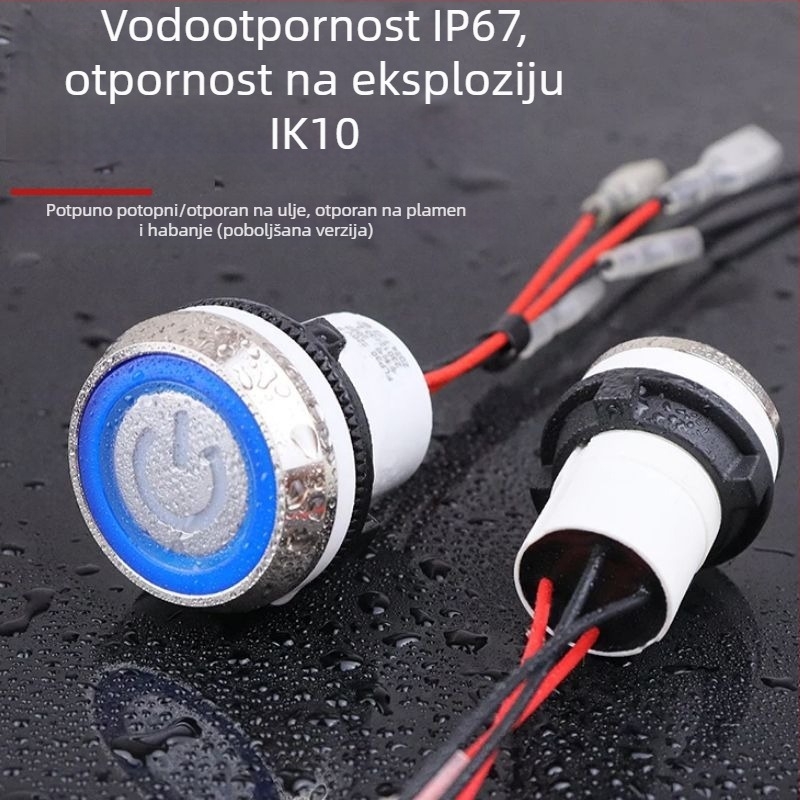 Vodootporni gumbasti prekidač za plinski štednjak s automatskim paljenjem i osvjetljenjem, prednji prsten 22/30 mm, IP68, CE