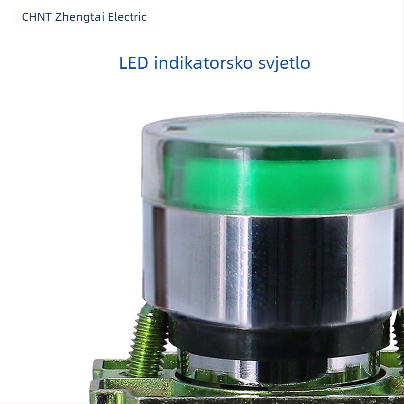 Chint NP2-BW3361/3461 gumbasti prekidač, 24/220V, automatsko resetiranje, 1 normalno otvoren kontakt, LED indikator, crvena/zelena/žuta