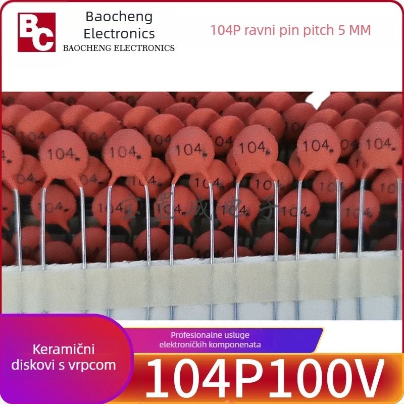 Keramički čip kondenzator 0,1µF (100nF) 100V ±20% crveni