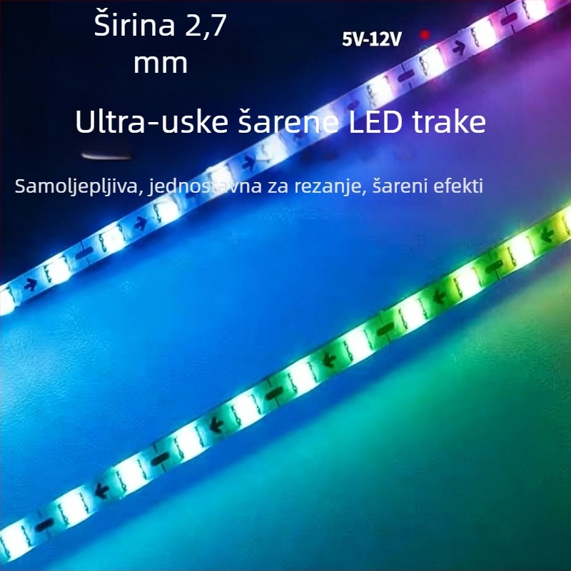 Ultra-tanka RGB LED traka s kontrolom jedne zone za odjeću, torbe i unutarnje ambijentalno osvjetljenje automobila