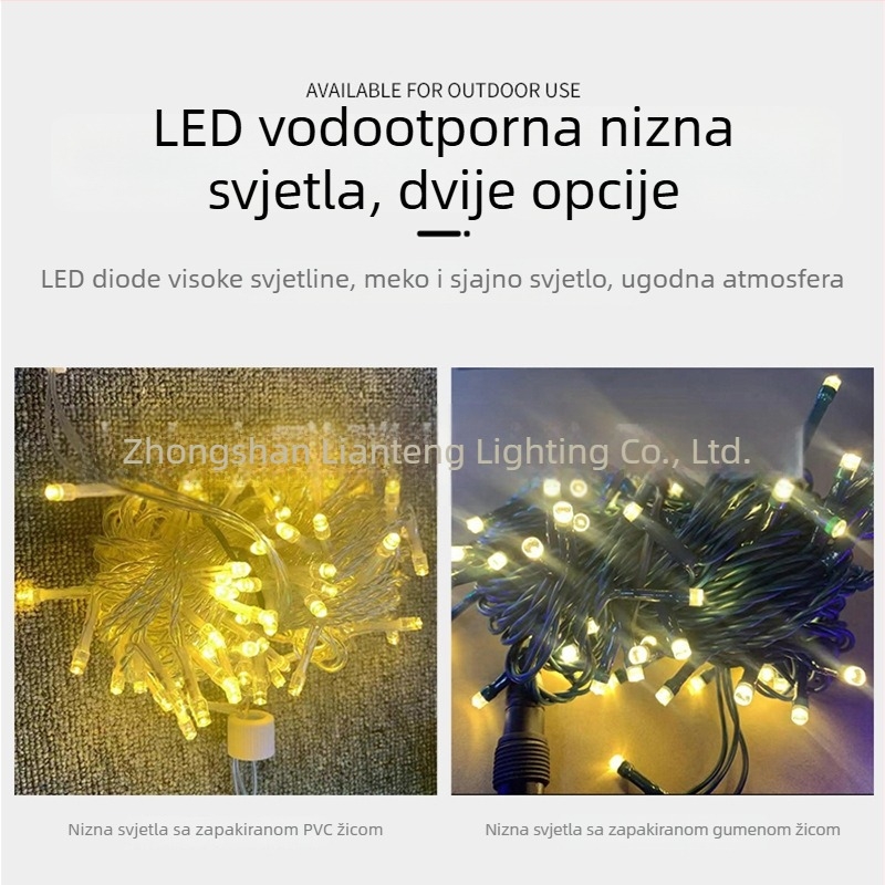 Šarene LED blink svjetiljke na lanac s US utikačem, Božić – vodootporne neonske svjetiljke