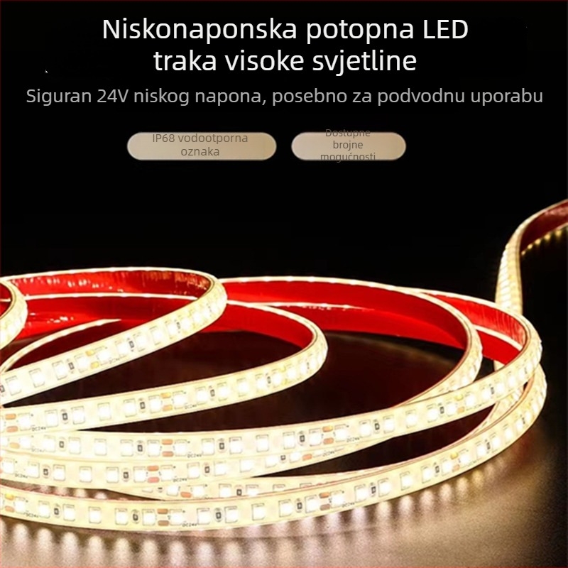 LED traka niskog napona, vodootporna IP68 za vanjsko osvjetljenje fontane i bazena, podvodna traka 24V/12V