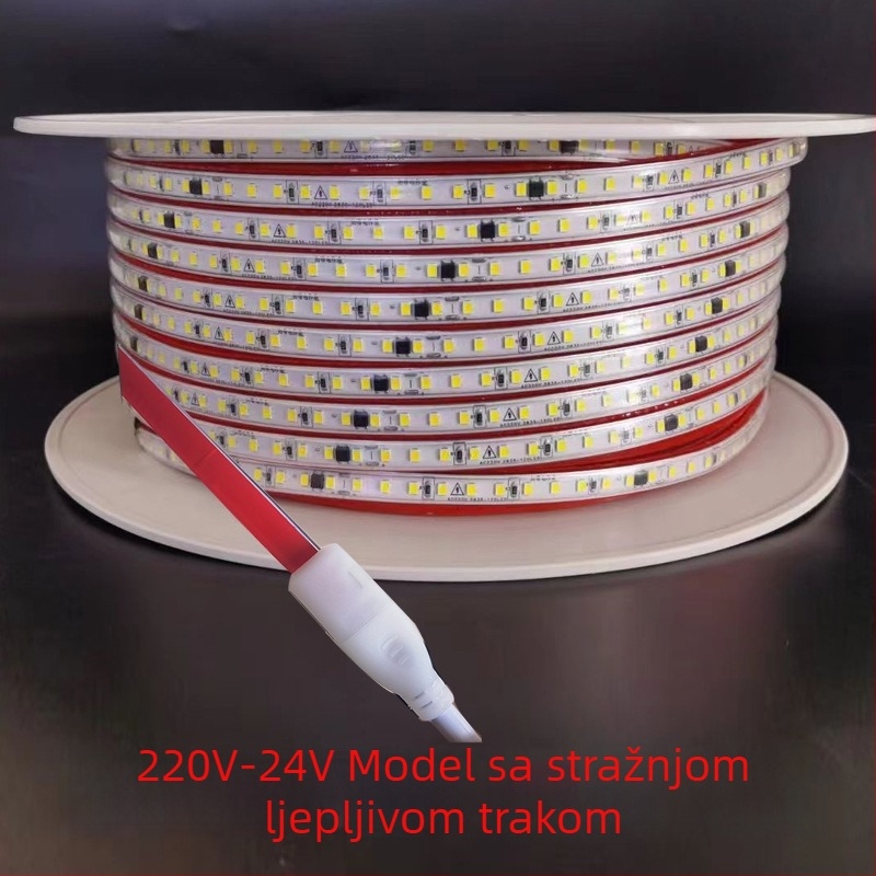 LED trak bez upravljača, 220V, 2835, 120 LED, bakreni držač, 10 cm segment, samoljepljiva stražnja strana