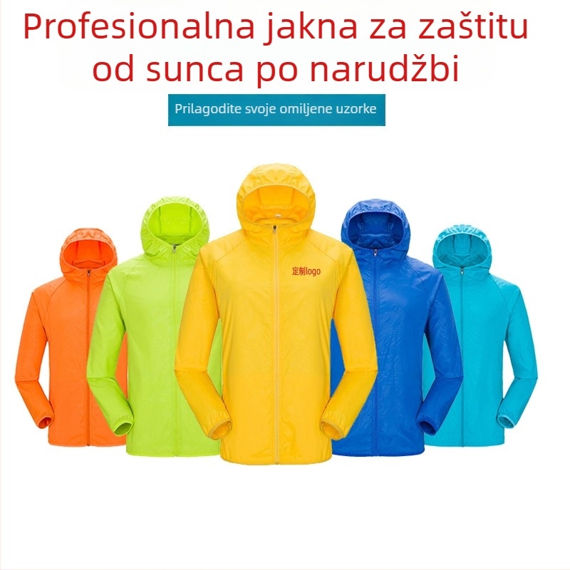 Vanjska sportska windbreaker jakna s UV zaštitom, prilagodljivim logotipom, lagana i prozračna, otisak