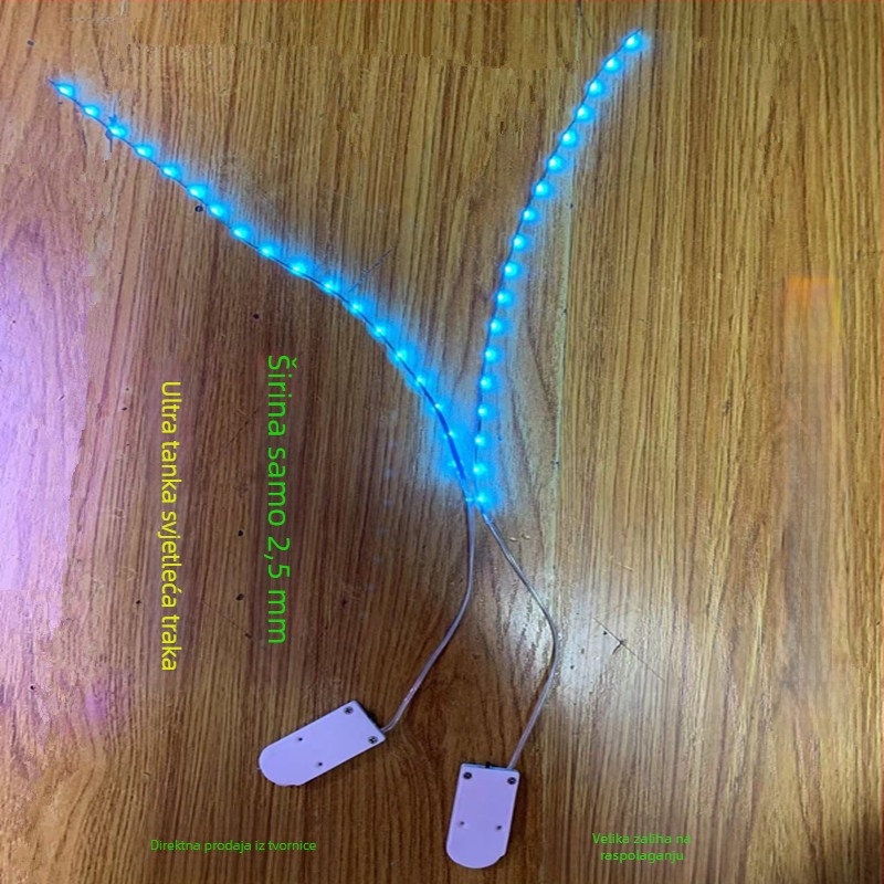 5V LED traka s kućicom za bateriju, monokromatska dekorativna LED traka, samoljepljiva, unutarnja uporaba, 60 LED
