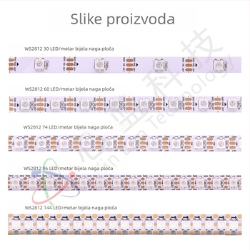 RGB WS2812 LED traka, puna boja ambijentalno osvjetljenje, 5V s ugrađenim IC-om, programabilna Jazz LED traka
