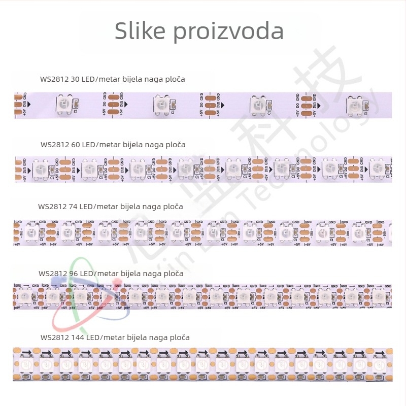 RGB WS2812 LED traka, puna boja ambijentalno osvjetljenje, 5V s ugrađenim IC-om, programabilna Jazz LED traka