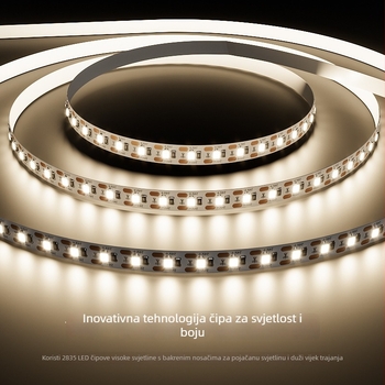 Samoljepljiva LED traka za garderobu, 12V/24V, širina 8 mm, 120 LED/m, 3528 SMD, rezanje po LED, 90 CRI