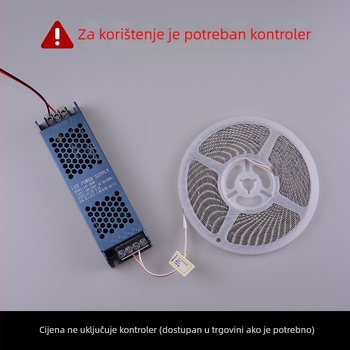 Samoljepljiva LED traka za garderobu, 12V/24V, širina 8 mm, 120 LED/m, 3528 SMD, rezanje po LED, 90 CRI