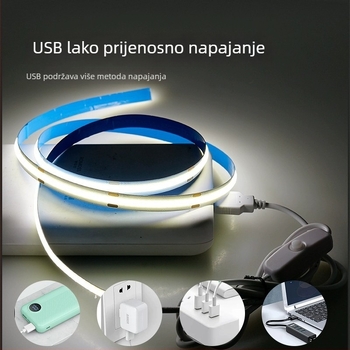 5V COB LED traka s samoljepljivom trakom, USB prekidač, pozadinsko osvjetljenje televizora, nježno svjetlo