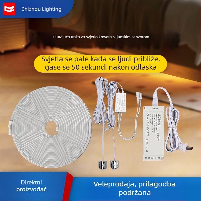 Noćna lampica sa senzorom pokreta i LED trakom ispod kreveta