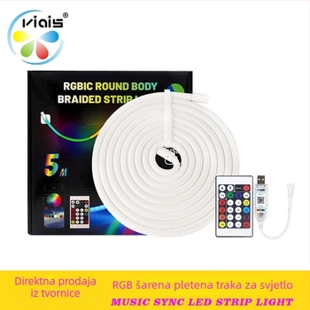 LED kružni 360° RGB sjaj, tkan LED trak, vodootporna neonska svjetlost, svjetlo u obliku linije toka, pametno šaroliko osvjetljenje