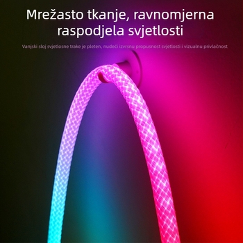 LED kružni 360° RGB sjaj, tkan LED trak, vodootporna neonska svjetlost, svjetlo u obliku linije toka, pametno šaroliko osvjetljenje