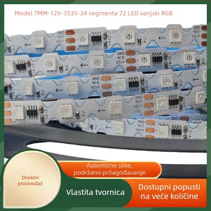 S-tip LED trak s 12V, 7mm, 3535 WS2811, 24 segmenata, 72 LED, RGB magična LED traka s daljinskim upravljanjem za prilagođavanje jačine svjetla