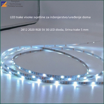 WS2812 2020 RGB ugrađena šarena LED traka, 30 LED, 5V, programsko upravljanje ambijentalnim osvjetljenjem