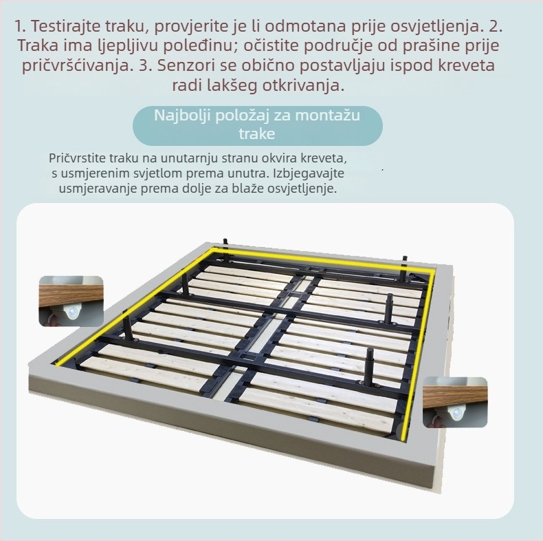 LED traka s senzorom pokreta, bežični, samoljepljivi za garderobu, ormarić za cipele i ambijentalno osvjetljenje ispod kreveta, USB napajanje
