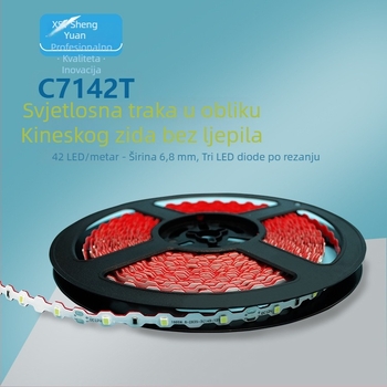 2835 LED trak u obliku Velikog zida, širina 6.8 mm, 42 LED/m, tri LED-a po klipu, SMD, vodootporan, samoljepljiv, 12V, bijela svjetlost