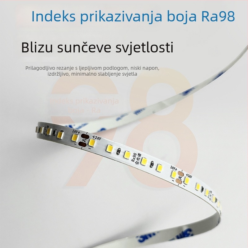 LED traka s punim spektrom za zaštitu očiju, CRI Ra98, 24V, samoljepljiva traka