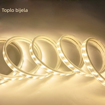 LED traka 220V, 2835 tri nagnuta reda, visoka svjetlost, vodootporna, za vanjsko inženjersko osvjetljenje i kućno stropno osvjetljenje