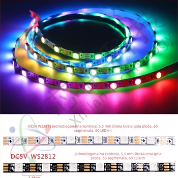WS2812B RGB LED traka, uska 5,5 mm, 5V, pojedinačno adresabilne LED, programsko ambijentalno osvjetljenje