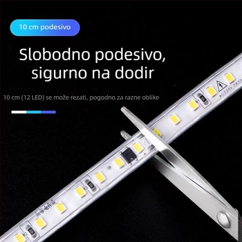 LED linijska traka 220V s aluminijskim kanalom, samoljepljiva, unutarnje osvjetljenje stropa i ormara