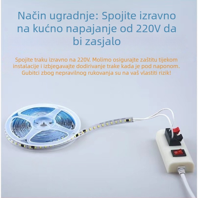 LED linijska traka 220V s aluminijskim kanalom, samoljepljiva, unutarnje osvjetljenje stropa i ormara