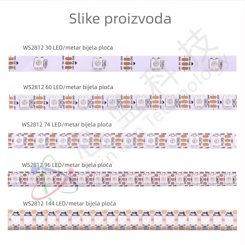 WS2812 RGB LED traka, 5V, ugrađeni IC, programabilna, potpuno boja ambijentalno svjetlo, Mic Jazz LED traka