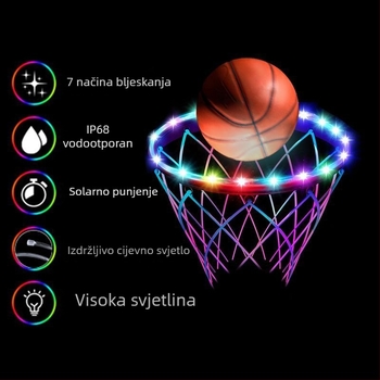 LED traka za košarkaški obruč s RGB bojama, solarno napajanje, promjena boje