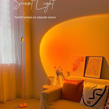 Inteligentna podna lampa za kućnu dekoraciju – LED rasvjeta s staklenim sjenilom, atmosfera zalaska sunca