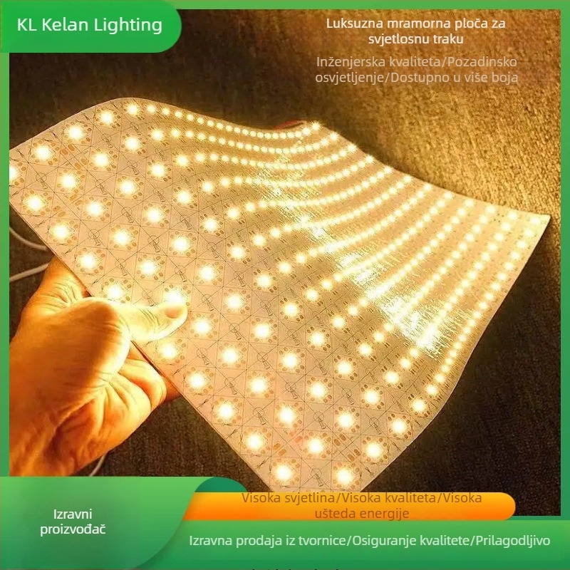 Prilagodljivi fleksibilni LED panel s mramornim pozadinskim osvjetljenjem, DIY površinsko osvjetljenje, inženjerska kvaliteta, prigušivanje