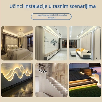 COB LED trak s dvostrukom temperaturom boje, 24V, 640 LED, duljina 5 m, širina 10 mm, visoka svjetlost, bez treperenja, unutarnje osvjetljenje, 90 CRI