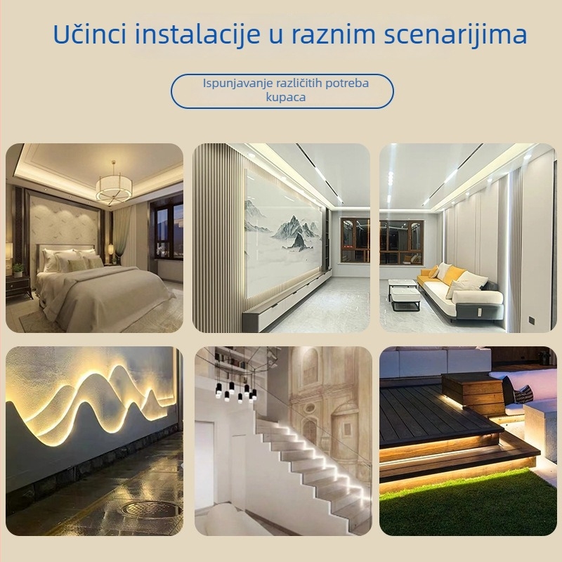 COB LED trak s dvostrukom temperaturom boje, 24V, 640 LED, duljina 5 m, širina 10 mm, visoka svjetlost, bez treperenja, unutarnje osvjetljenje, 90 CRI