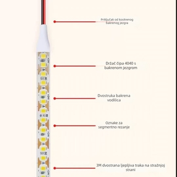 24V LED traka jedne boje, 120/180/192 LED, rezanje na bilo kojem mjestu